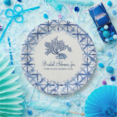 ブライダルシャワーモダンビーチコーラルインディゴシボリ ペーパープレート (パーティー)