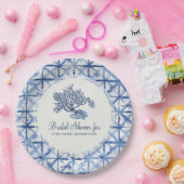 ブライダルシャワーモダンビーチコーラルインディゴシボリ ペーパープレート (パーティー)