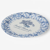 ブライダルシャワーモダンビーチコーラルインディゴシボリ ペーパープレート (アングル)