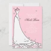 ブライダルシャワーモダンピンク&ブラックシック招待状 招待状 (正面)