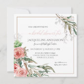 ブライダルシャワーモダンフローラユーカリ水彩 招待状 (正面)