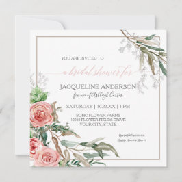 ブライダルシャワーモダンフローラユーカリ水彩 招待状