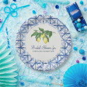 ブライダルシャワーモダンレモン&リーフインディゴシボリ ペーパープレート (パーティー)