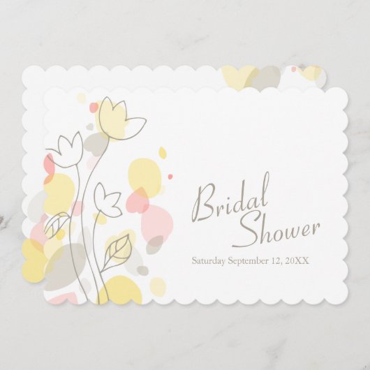 ブライダルシャワーモダン図花花びら招待状 招待状 (正面/裏面)