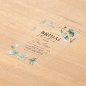 ブライダルシャワーモダン植物ユーカリ素朴ス アクリル招待状 (レイダウン)
