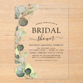 ブライダルシャワーモダン植物ユーカリ素朴ス アクリル招待状 (正面)