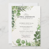 ブライダルシャワーモダン植物性ユーカリプトゥスボホ 招待状 (正面)