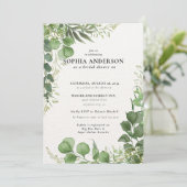 ブライダルシャワーモダン植物性ユーカリプトゥスボホ 招待状 (スタンド正面)