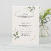 ブライダルシャワーモダン植物性ユーカリプトゥスボホ 招待状 (スタンド正面)