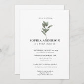 ブライダルシャワーモダン植物性ユーカリプトゥスボホ 招待状 (正面/裏面)