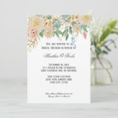 ブライダルシャワーモダン水彩バラ金ゴールドフローラ 招待状 (スタンド正面)