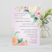 ブライダルシャワーモダン水彩フローラバラ 招待状 (スタンド正面)