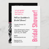 ブライダルシャワーモダン白黒ゼブラ 招待状 (正面/裏面)