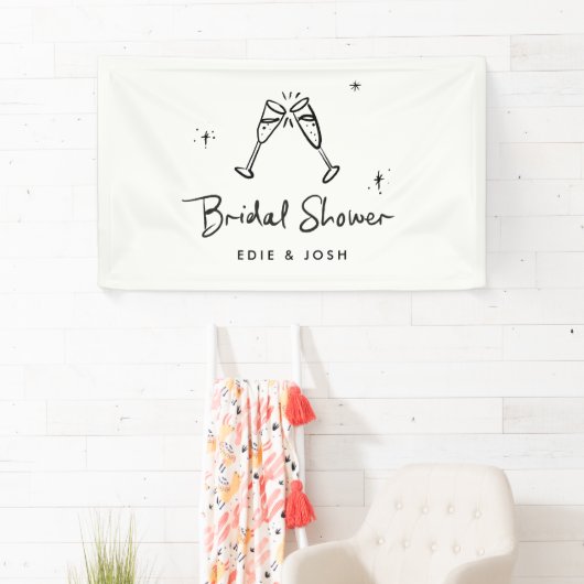 ブライダルシャワーモダン自然エレガント手書き 横断幕 (インサイチュ)