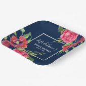 ブライダルシャワーモダン赤ピンクの花が濃い海軍に ペーパープレート (傾斜あり)