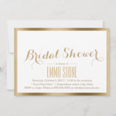 ブライダルシャワーモダン金ホイル縁ど エレガントー 招待状 (正面)