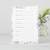 ブライダルシャワーモダン銀フローラ 招待状 (スタンド正面)