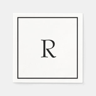 ブライダルシャワーモノグラムネーム結婚白黒 スタンダードカクテルナプキン