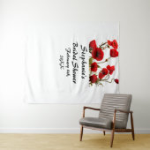 ブライダルシャワーモノグラム名ポピーフラワーレッドホワイト タペストリー (インサイチュ(横))