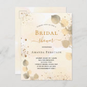 ブライダルシャワーユーカリグリッターゴールデン秋 インビテーションポストカード (正面/裏面)
