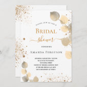 ブライダルシャワーユーカリグリッターゴールデン秋 招待状 (正面/裏面)