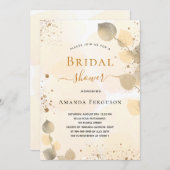 ブライダルシャワーユーカリグリッターゴールデン秋 招待状 (正面/裏面)