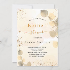 ブライダルシャワーユーカリグリッターゴールデン秋 招待状
