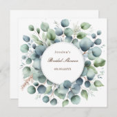 ブライダルシャワーユーカリプスグリーンナプキンス 招待状 (正面/裏面)