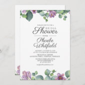 ブライダルシャワーユーカリプスグリーンリーフローラ 招待状 (正面/裏面)