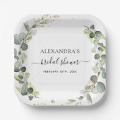 ブライダルシャワーユーカリプスグリーンリーボホガーデン ペーパープレート (正面)