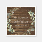 ブライダルシャワーユーカリプスグリーン素朴リー材 スタンダードカクテルナプキン (正面)