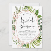 ブライダルシャワーユーカリプトゥスグリーンバラ金ゴールド 招待状 (正面)