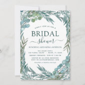 ブライダルシャワーユーカリプトゥスグリーンリーウォーターカラー 招待状 (正面)
