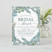 ブライダルシャワーユーカリプトゥスグリーンリーウォーターカラー 招待状 (スタンド正面)