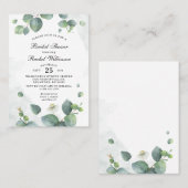 ブライダルシャワーユーカリプトゥスグリーン招待状 名刺 (正面/裏面)