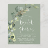 ブライダルシャワーユーカリプトゥスセージグリーン招待状 チラシ (正面)