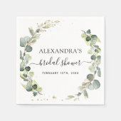 ブライダルシャワーユーカリプトゥス多肉植物 スタンダードカクテルナプキン (正面)