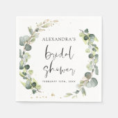 ブライダルシャワーユーカリプトゥス多肉植物 スタンダードカクテルナプキン (正面)