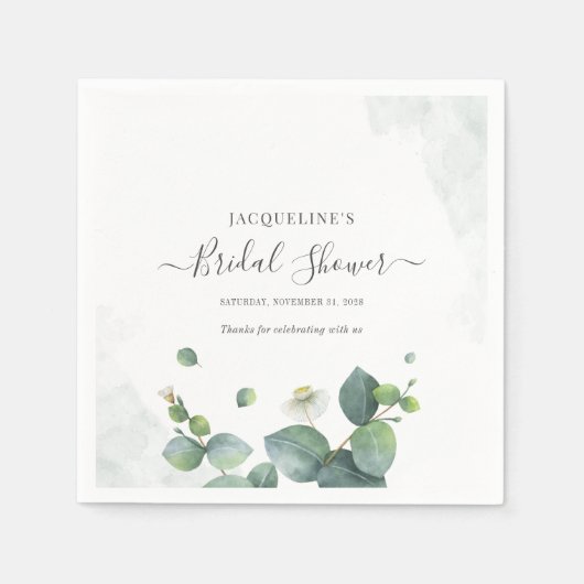 ブライダルシャワーユーカリ多肉植物 スタンダードカクテルナプキン (正面)