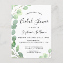 ブライダルシャワーユーカリ招待状葉書