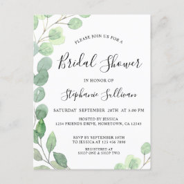 ブライダルシャワーユーカリ招待状葉書 インビテーションポストカード