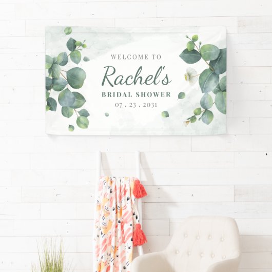ブライダルシャワーユーカリ緑エレガントフローラ 横断幕 (インサイチュ)