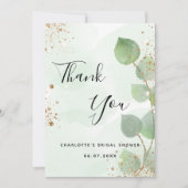 ブライダルシャワーユーカリ緑サンキューカード 招待状 (正面)