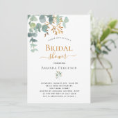 ブライダルシャワーユーカリ緑モダン金ゴールド 招待状 (スタンド正面)