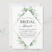 ブライダルシャワーユーカリ緑色幾何学 招待状 (正面)
