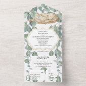 ブライダルシャワーユーカリ緑葉ベビー全部 オールインワン招待状 (内側)