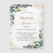 ブライダルシャワーユーカリ緑金ゴールド贅沢 マグネット招待状 (正面)