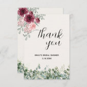 ブライダルシャワーユーカリ花模様 サンキューカード (正面/裏面)