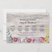 ブライダルシャワーライト花の旅程の木製のヴィンテージ 招待状 (正面)