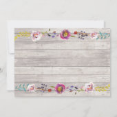 ブライダルシャワーライト花の旅程の木製のヴィンテージ 招待状 (裏面)